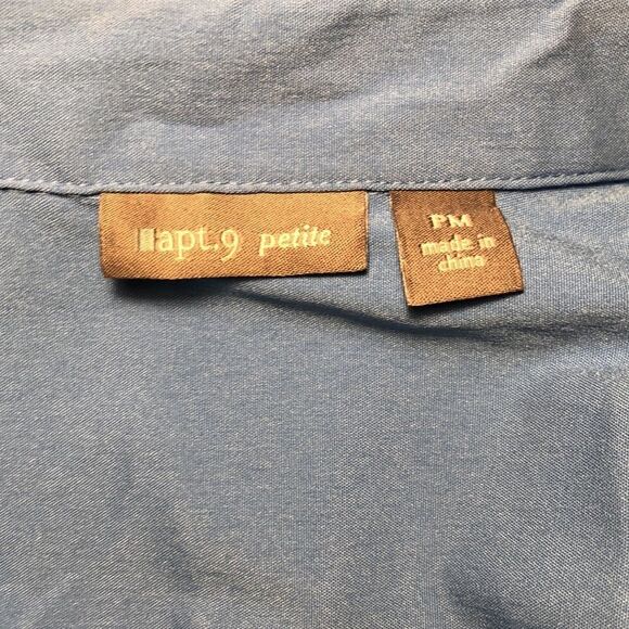 NWT Peplum Stretch Blouse with Puff Sleeves in Fantasy Blue by Apt 9 Petite - Picture 6 of 17